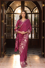 Gulfizah Plum Saree