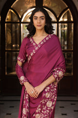 Gulfizah Plum Saree