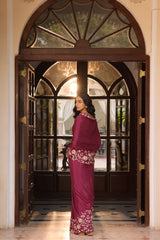 Gulfizah Plum Saree