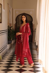 Maroon Azrina Kurta Set