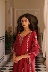 Maroon Azrina Kurta Set