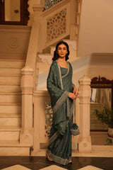 Zehra Teal Saree