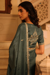 Zehra Teal Saree