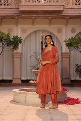 Rust Orange Zeya Anarkali Set