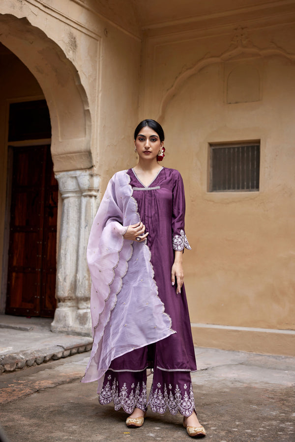 Aiza Purple Kurta Set