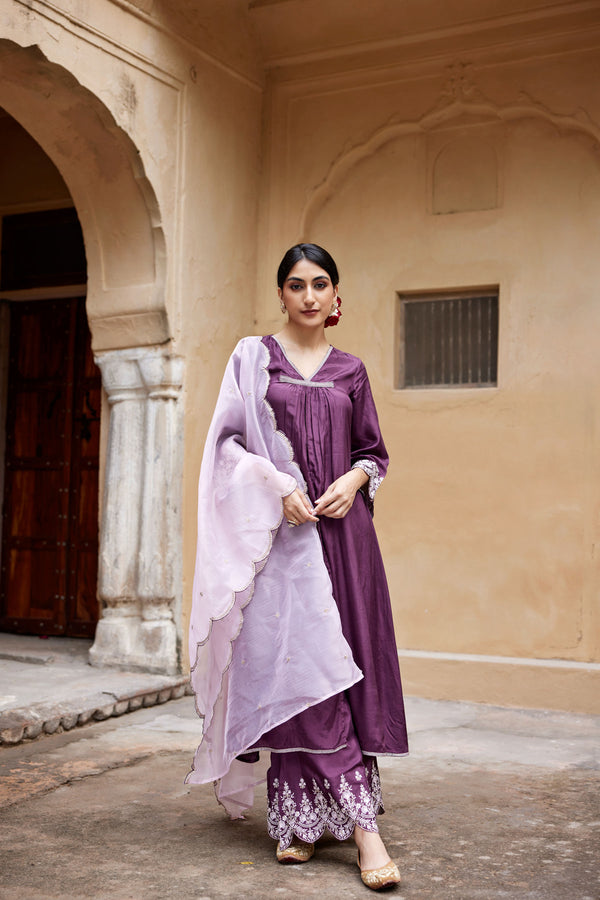 Aiza Purple Kurta Set