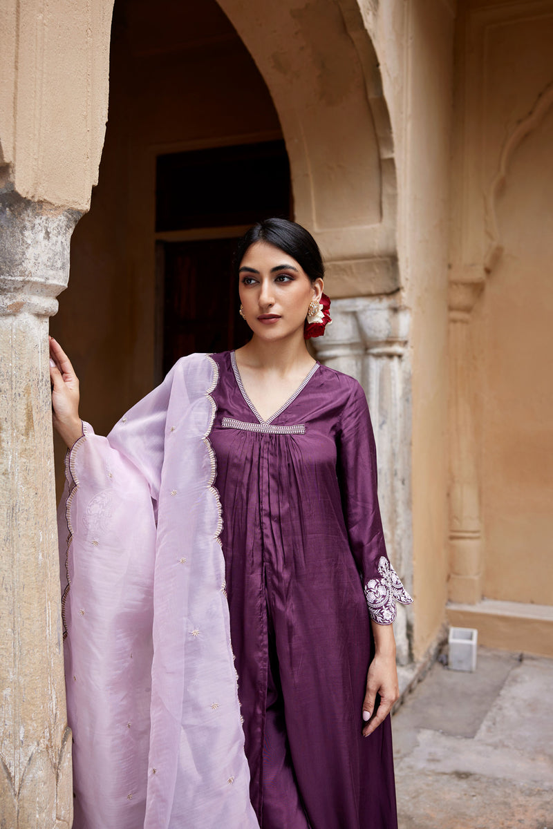 Aiza Purple Kurta Set