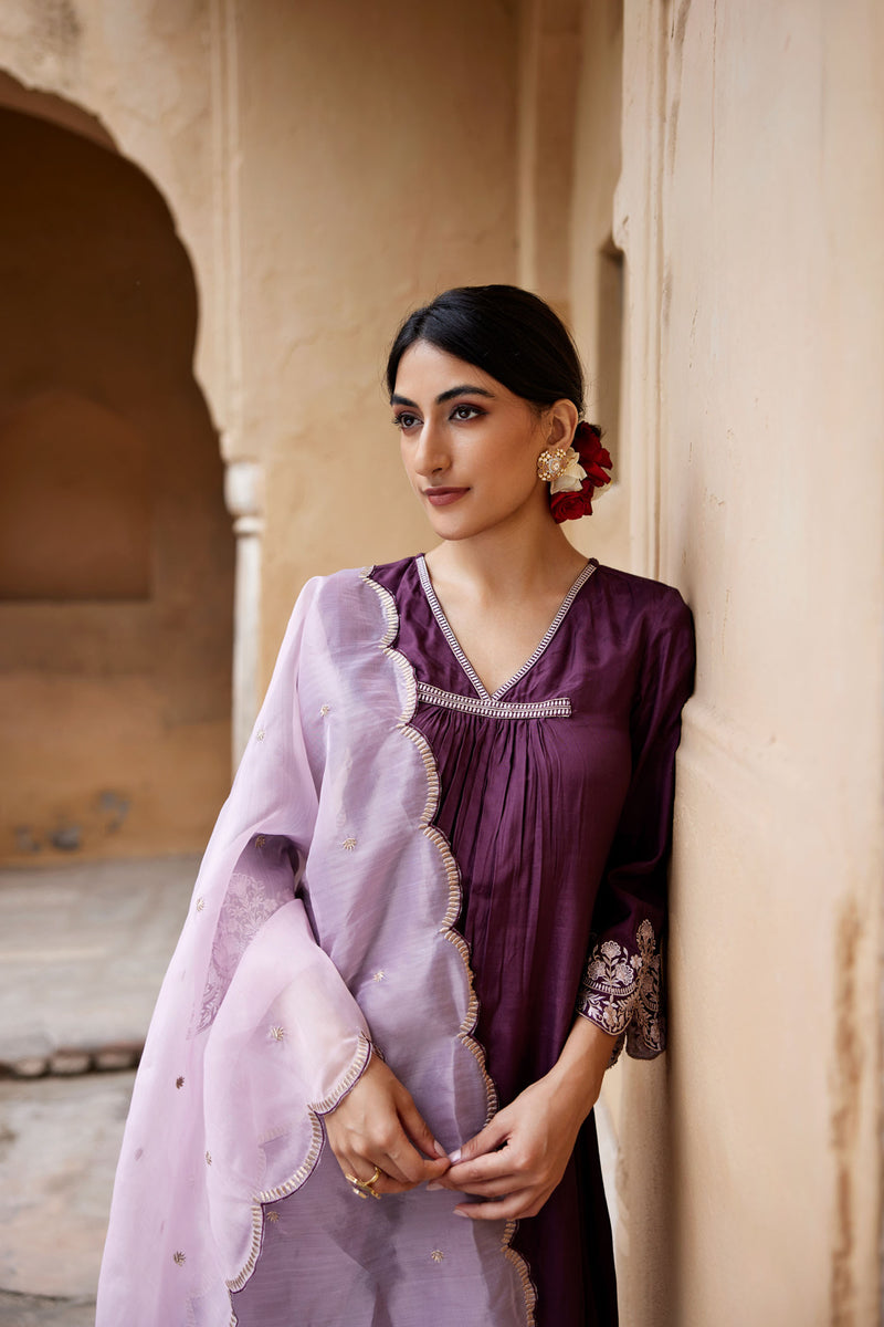 Aiza Purple Kurta Set