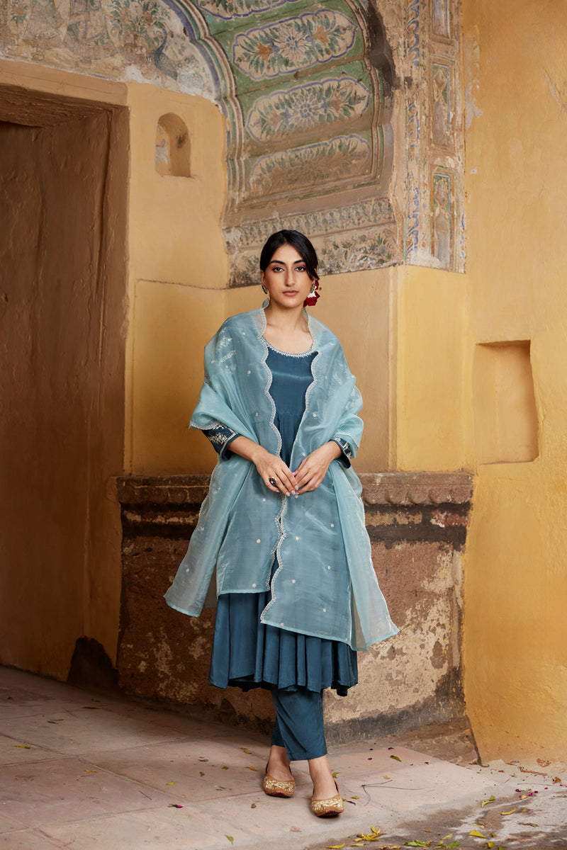 Inaya Teal Anarkali Set