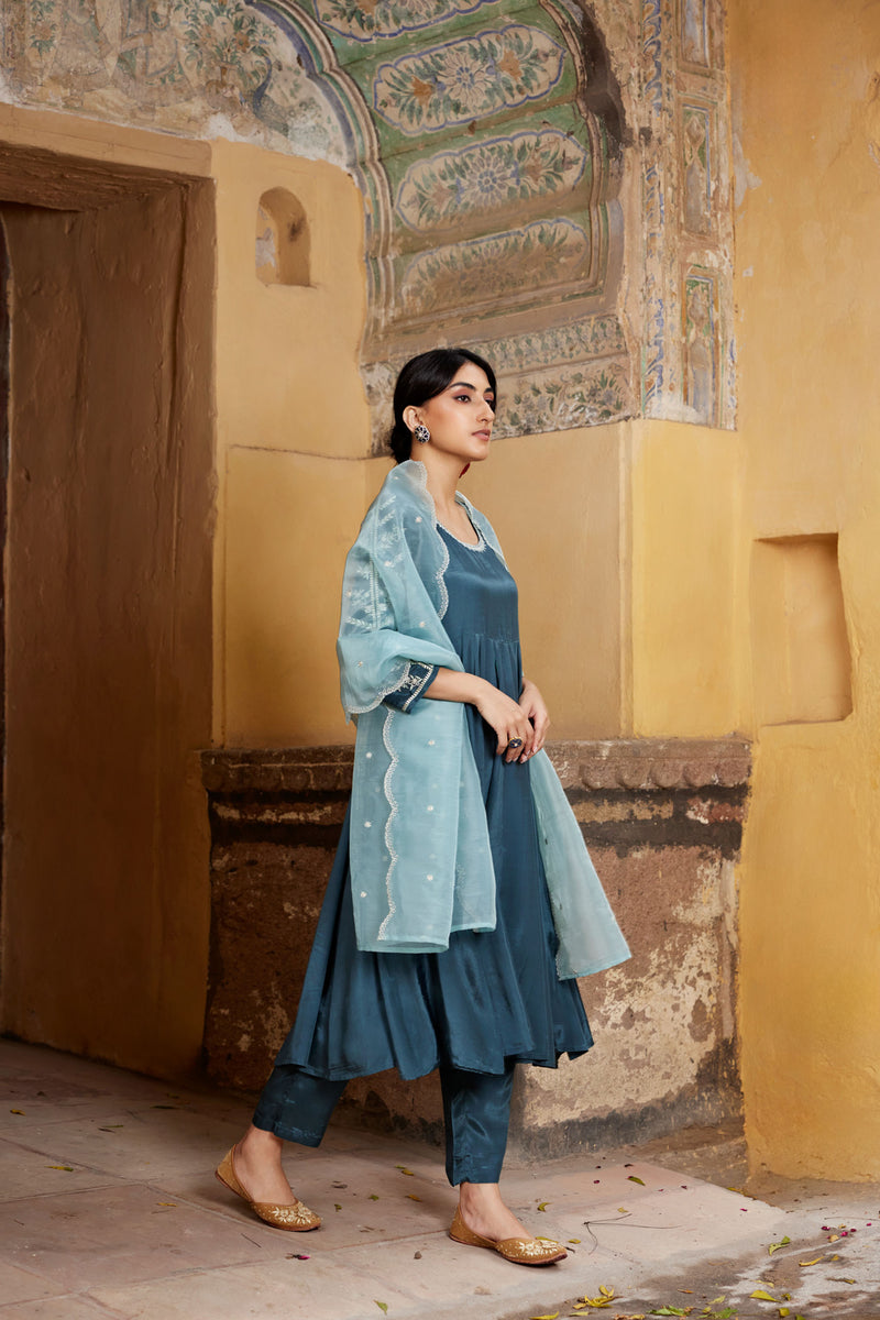 Inaya Teal Anarkali Set