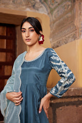 Inaya Teal Anarkali Set