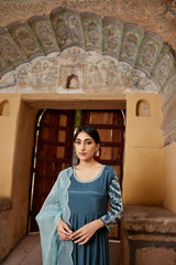 Inaya Teal Anarkali Set