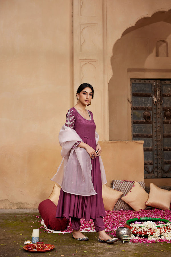 Inaya Plum Anarkali Set